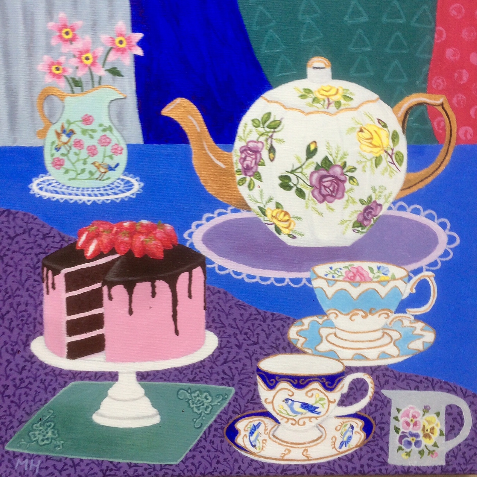Painting of a table set for tea